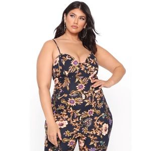 Fashion Nova-Floral Goddess Printed Jumpsuit-3X-Black/Floral